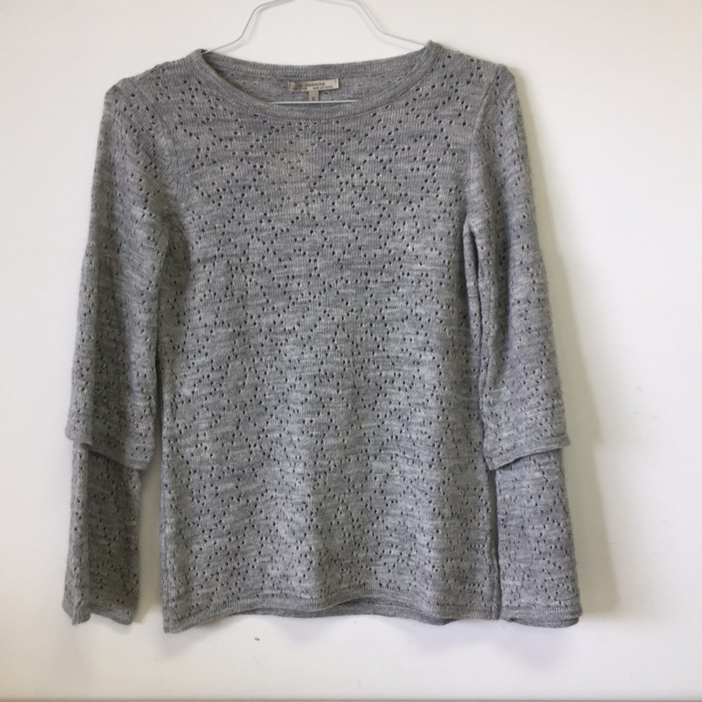 Elisabetta Collection Open Weave Gray Sweater Sz S